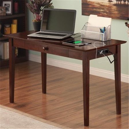 ATLANTIC FURNITURE Atlantic Furniture AH12114 Shaker Desk With Drawer And Charger; Antique Walnut AH12114